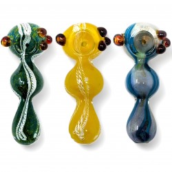 4" Trinity-Orb Twisted Line Art Hand Pipe Assorted - [ZN36]