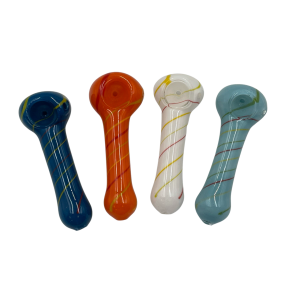4" Twisted Rod Art Frit Spoon Hand Pipe (Pack of 2) [AKD34] 