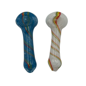 4" Twisted Rasta Rod Art Frit Hand Pipe (Pack of 2) [AKD32]