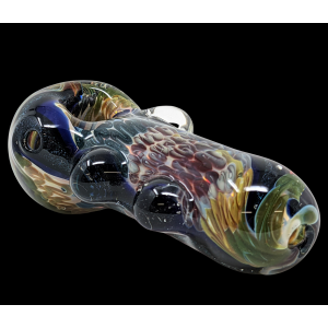 4.5" I/O Gold & Silver Fumed Ribbed Dicro Hand Pipe Color Changing Lens [AM02]
