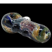 4.5" I/O Gold & Silver Fumed Ribbed Dicro Hand Pipe Color Changing Lens [AM02]