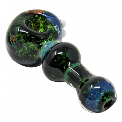 4.5" Emerald Green Hand Pipe Reversal Cap Bowl White Marbles Bowl On Stem [AM14]