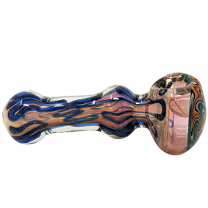 5" Milky Reversal Pipe Gold & Silver Fumed Color Changing Steaky Art Body [AM18]