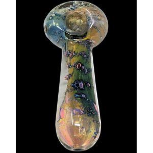 4.5" Nebula Pipe Gold & Silver Fumed Black Frit & Clear Art Fume Trap [AM243]