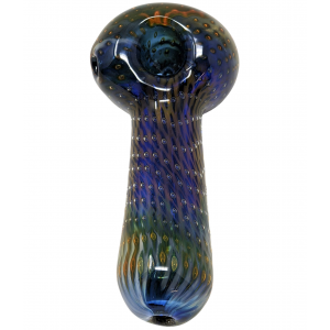 4.5" Air Pocket Pipe Air Trap In Layers Of Glass Gold & Silver Fumed [AM335]