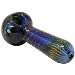 4.5" Air Pocket Pipe Air Trap In Layers Of Glass Gold & Silver Fumed [AM335]