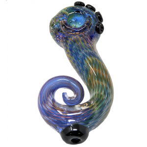 5" Serpentine Pipe Air Trap In Layers - Gold & Silver Fumed [AM351]