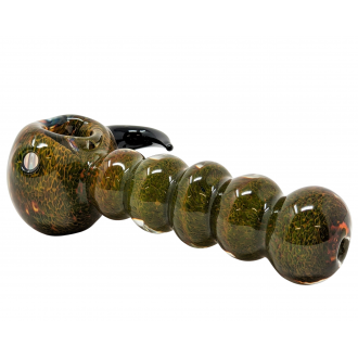 5" Exotic Reversal Pipe Striking Frit Zig Zag Cap On Bowl Twin Black Horns [AM384]