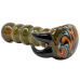 5" Exotic Reversal Pipe Striking Frit Zig Zag Cap On Bowl Twin Black Horns [AM384]