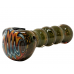 5" Exotic Reversal Pipe Striking Frit Zig Zag Cap On Bowl Twin Black Horns [AM384]