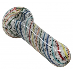 5" Rainbow Reversal Hand Pipe Multi Layered Color Stringers B & W Frit Body [AM63]