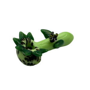 4.5" Green Trunk Buzzing Bee Hand Pipe Flower Art Chinese Slyme Tubing [AM377]