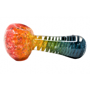 4.5" Rainbow  Candy Pipe Rainbow  Pattern Frit Helix spiral pattern [AM378]