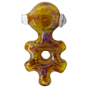 4.5" Dbl Amber Coil Pot Pipe Chakra Flat Body Deal Body Handpipe - [AM389]