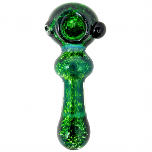 4.5" Emerald Green Frit Pipe Ball In The Stem Handpipe [AM58]