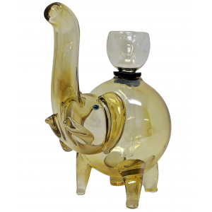 Gold Elephant With Pull Bowl Hand Pipe Animal Pipe [BK143]