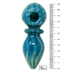 11" Silver Fumed Frit Art Single Rim 1k grams Heavy Hand Pipe - [BT08]