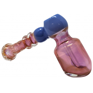 6.5" Gold Fumed Button Double Ring Hammer Bubbler Hand Pipe - [MTS0001]