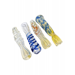 2.5" Assorted Silver Fumed Chillum Hand Pipe - (Pack of 4) [CH210]
