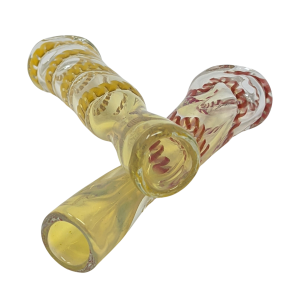 3" Silver Fumed Spiral Ribbon Clear Chillum Hand Pipe - (Pack of 2) [CH372]