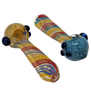 5" Frit Art Head & Twisted Rod Hand Pipe - (Pack of 2) [DJ477]