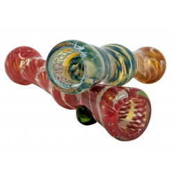 3" Silver Fumed Spiral Ribbon Chillum Hand Pipe - (Pack of 5) [DJ506]