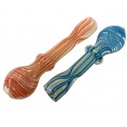 4" Silver Fumed Glowing Swirl Ribbon Chillum Hand Pipe - (Pack of 2) [GWRKP133]