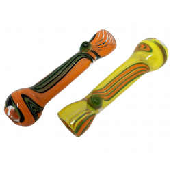 4" Swirl Ribbon Pattern Round Mouth Chillum Hand Pipe - (Pack of 2) [GWRKP134]