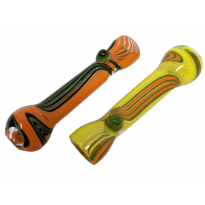 4" Swirl Ribbon Pattern Round Mouth Chillum Hand Pipe - (Pack of 2) [GWRKP134]