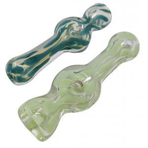 4" Silver Fumed Slyme Streak Chillum Hand Pipe - (Pack of 2) [GWRKP138]