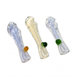 3" Twisted Mouth Spiral Stripe Ribbon Chillum Hand Pipe - (Pack of 3) [RCH10]