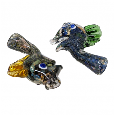 2.8" Frit & Fume Art Fish Chillum Hand Pipe (Pack of 5) - [RJA11]