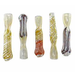 3.5" Assorted Design Gold Fumed Chillum Hand Pipe - (Pack of 5) [RJA7]