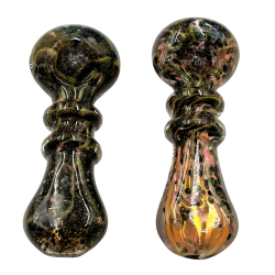 5" Gold Fumed  & Frit Art Double Rim Hand Pipe - (Pack of 2) [RKP238]
