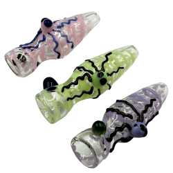 3.5" Slyme Ribbon & Dot Octopus Top Chillum Hand Pipe - (Pack of 3) [RKP245]
