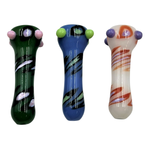 3" Stretched Slyme Polka Dot Big Bowl Chillum Hand Pipe - (Pack of 2) [RKP246]