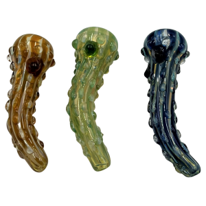 3" Multi Marble Curvy Cactus Chillum Hand Pipe - (Pack of 2) [RKP247]