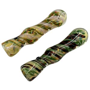 3.5" Silver Fumed Dual Ribbon Twist Chillum Hand Pipe - (Pack of 2) [RKP248]