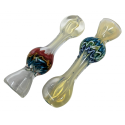 3.5" Silver Fumed Colorful Center Ball Chillum Hand Pipe - (Pack of 2) [GWRKP127]