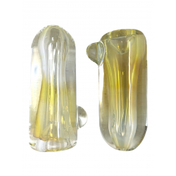 Silver Fumed Thick Glass Chillum Hand Pipe - (Pack of 2) [DJ537]