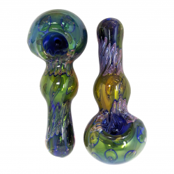 4" Gold Fumed Twisted Rod Swirl Art Hand Pipe - (Pack of 2) [DJ539]