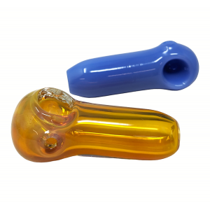 3.5" Gold Fumed Mix Color Spoon Hand Pipe - (Pack of 2) [DJ545]