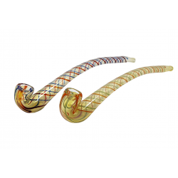 12" Twisted Line Art Long Sherlock Hand Pipe - (Pack of 2) [DJ552]