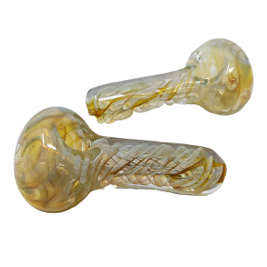 4" Silver Fumed Spiral Art Heavy Spoon Hand Pipe (Pack of 2) - [DJ559] 