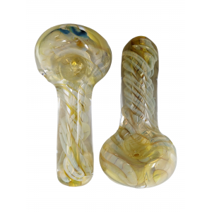 4" Silver Fumed Spiral Art Heavy Spoon Hand Pipe (Pack of 2) - [DJ559] 