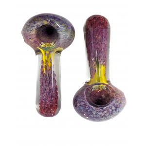 4" Gold Fumed Frit Art Spoon Hand Pipe (Pack of 2) - [DJ560]
