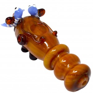 4.5" Fumed Glass Bee Buzz Hand Pipes - 2pk