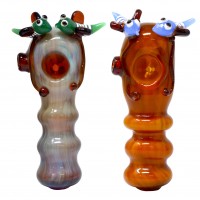 4.5" Fumed Glass Bee Buzz Hand Pipes - 2pk