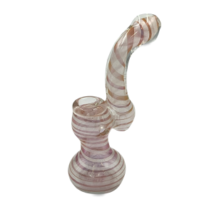 5.5" Glow In Dark Frit Striped Bubbler Hand Pipe - [DJ496]