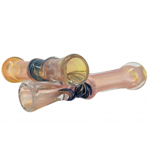 3" Gold Fumed Twisted Ribbon Center Round Mouth Chillum Hand Pipe - (Pack of 5) [DJ505]